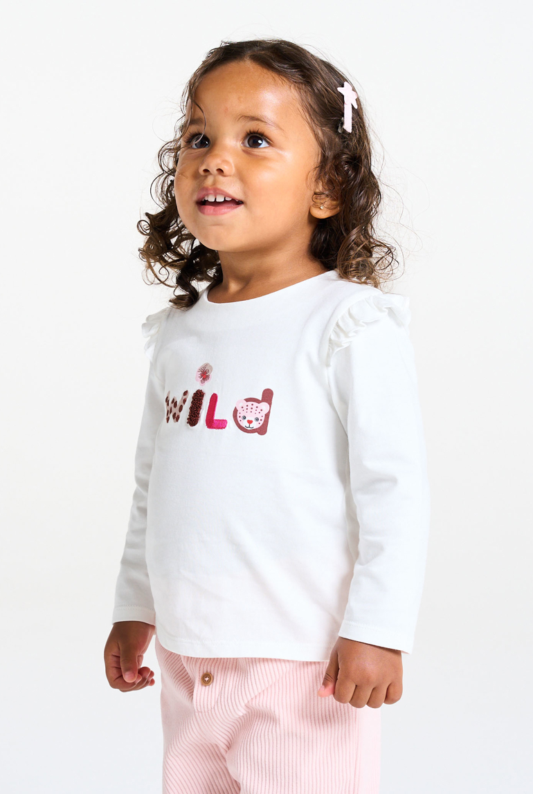 T-shirt manches longues animaux blanc bébé fille 1