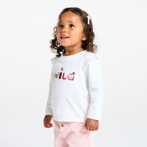 Wit T-shirt met lange mouwen en diertjes voor babymeisjes 1