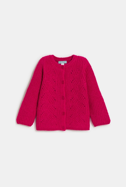 Gilet maille tricot rouge bébé fille