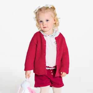 Gilet maille tricot rouge bébé fille 1