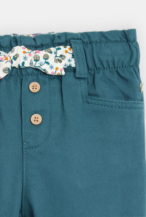 Pantalon twill de coton bleu bébé fille
