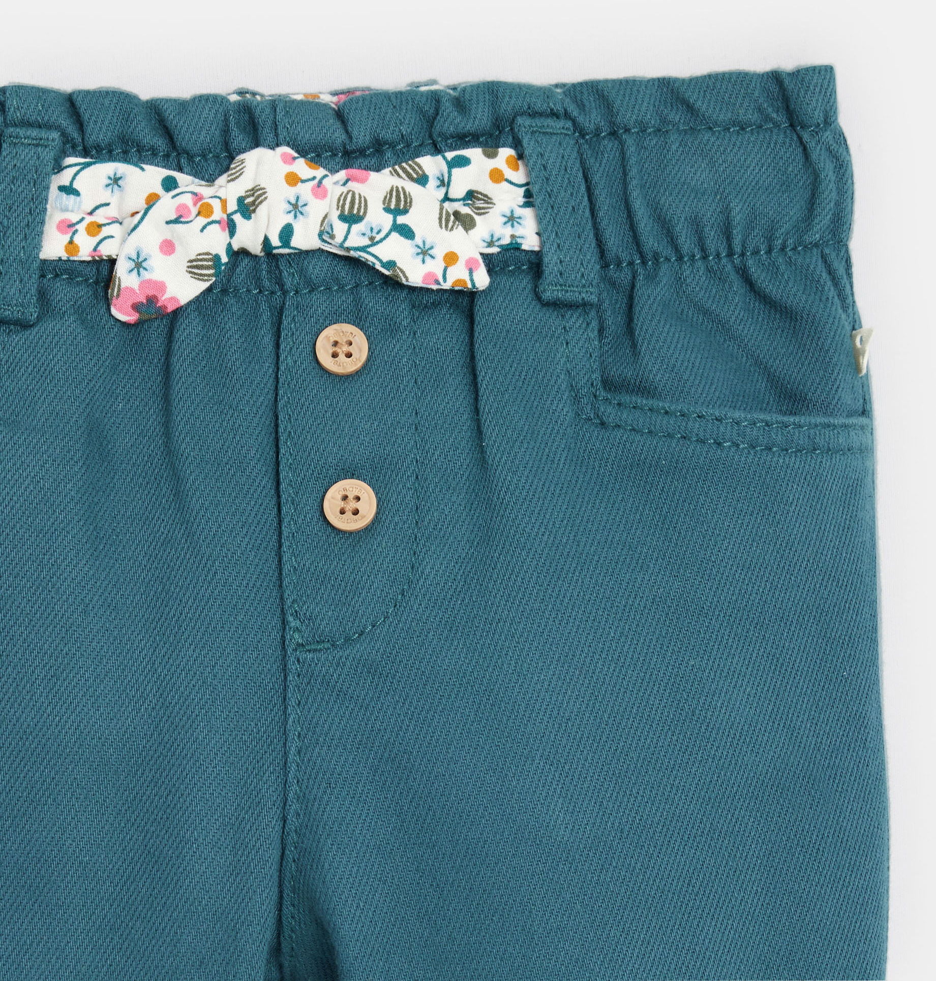 Dekliške hlače iz modrega bombažnega keperja za dojenčke 2