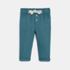 Pantalon twill de coton bleu bébé fille