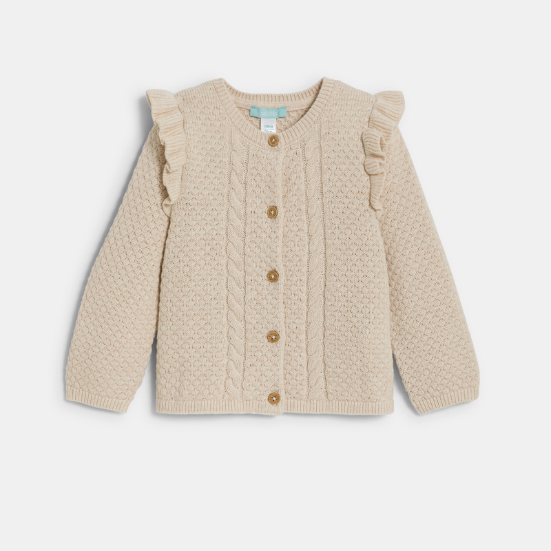 OBAIBI - Gilet maille tricot volanté beige bébé fille - Fille