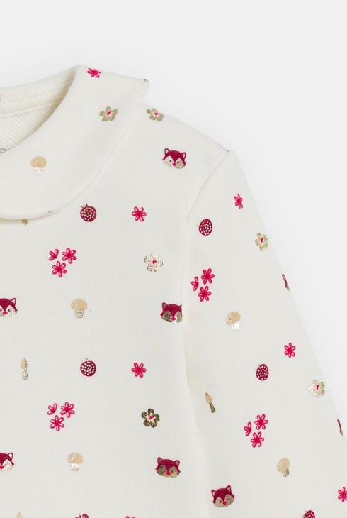 Sweat molleton imprimé blanc bébé fille 2