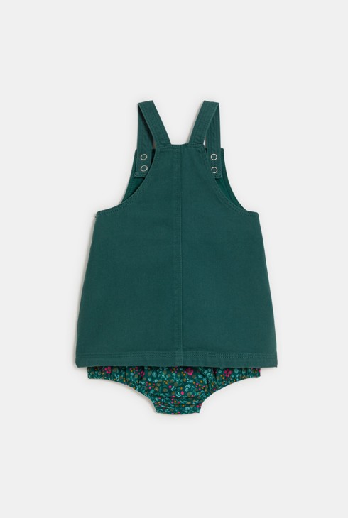 Vestit de peto denim verd bebè nena 2