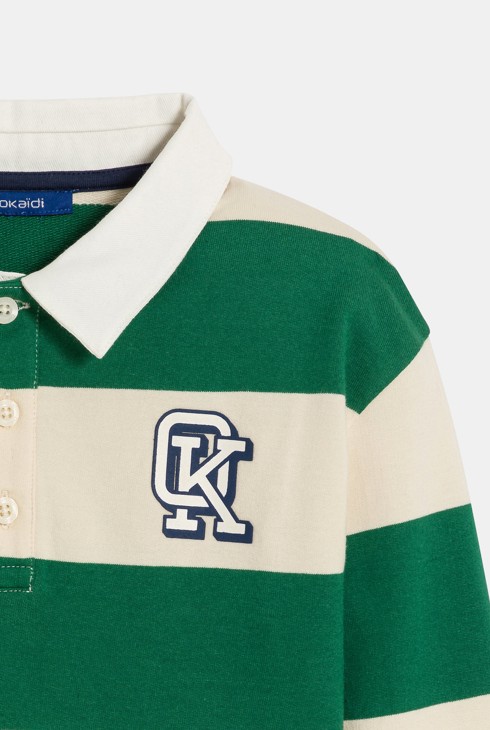 T-shirt rugby verde a righe per bambino 2