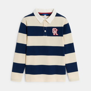 Boy's navy blue striped rugby T-shirt 1