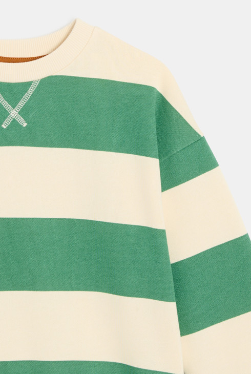 Sweat-shirt rayé vert Garçon