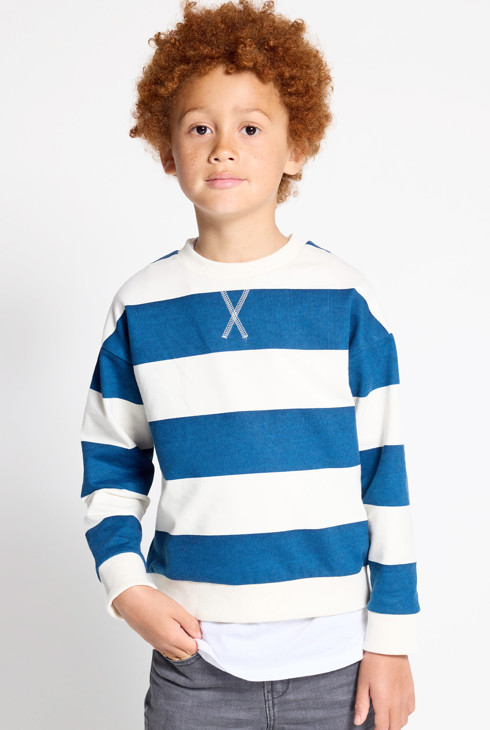Blauw gestreept sweatshirt voor jongens 1