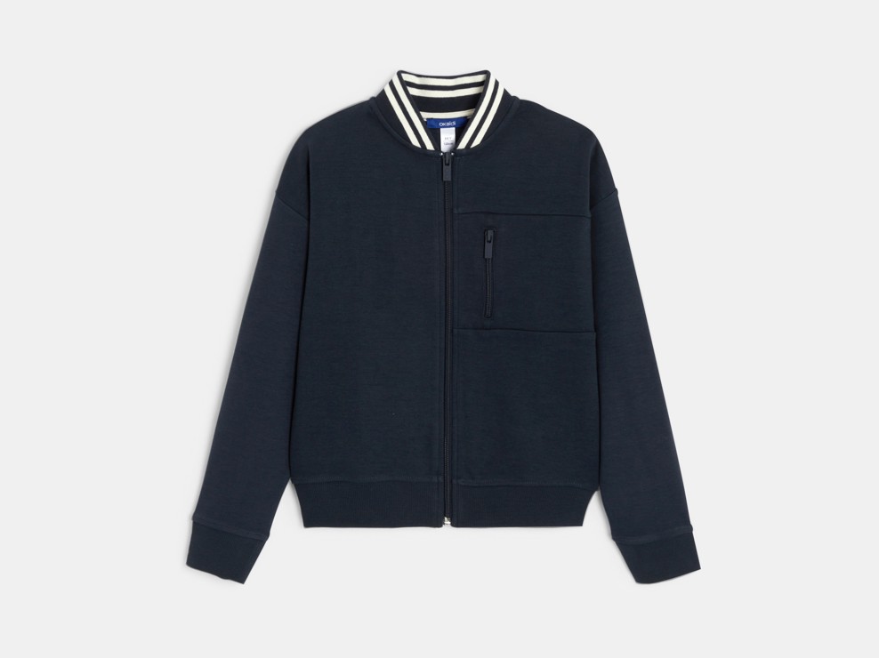 Sweat zippé en molleton bleu marine Garçon 2