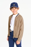 Sweat zippé en molleton beige Garçon 1