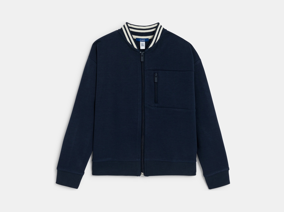 Sweat zippé en molleton bleu marine Garçon 1