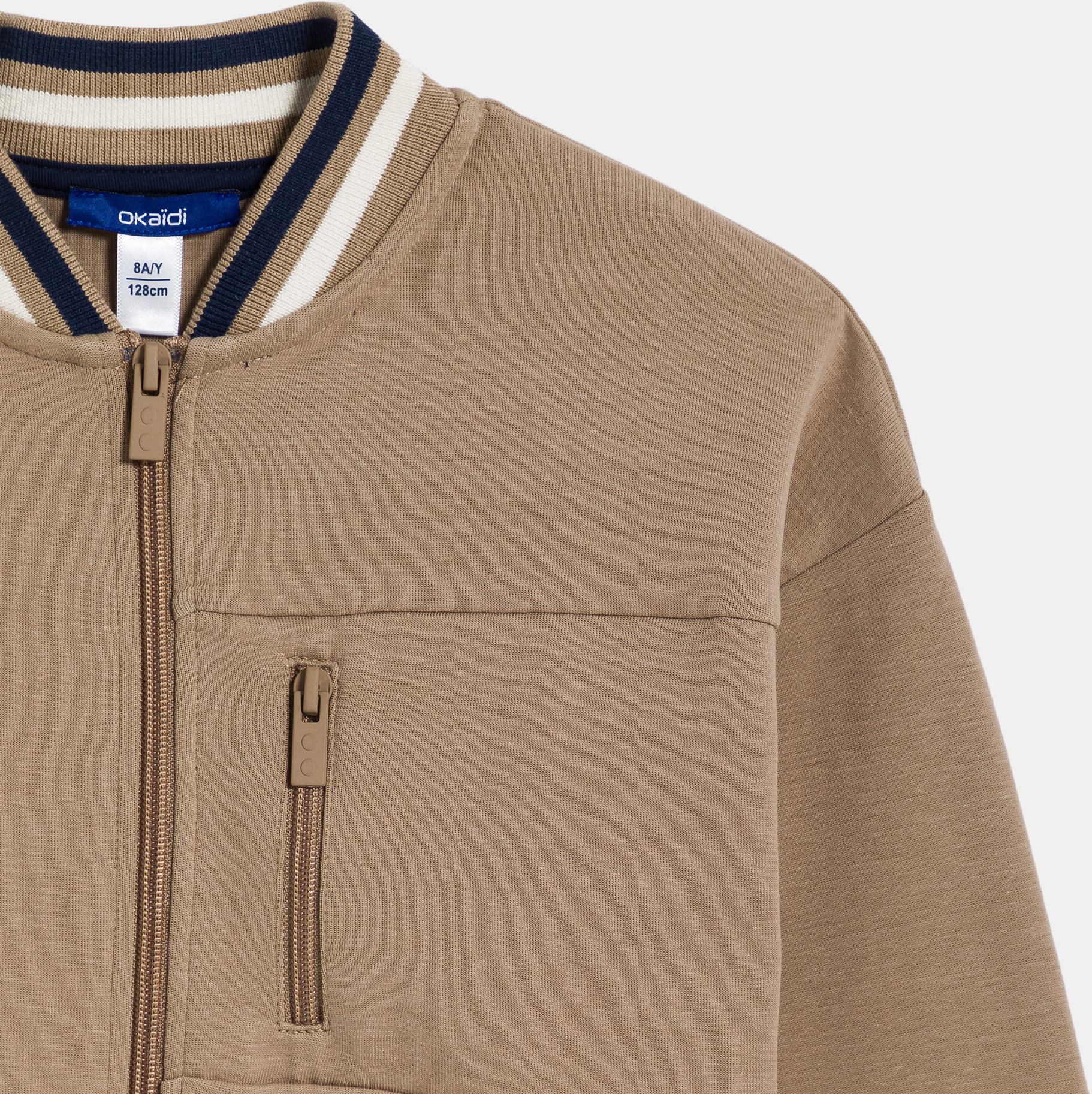 Sweatshirt aus beigem Molton mit Reißverschluss für Jungen 2