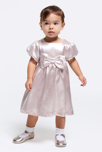 Robe de fête à nœud irisée rose bébé fille 1