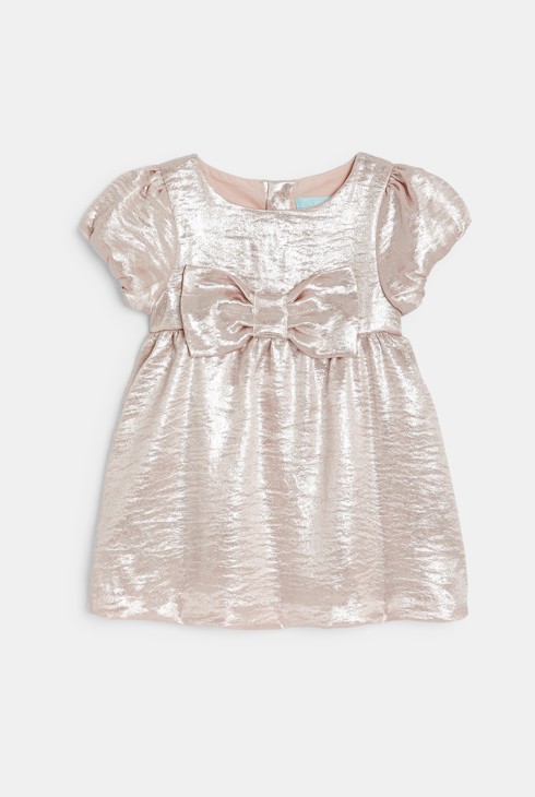 Schillerndes Festkleid mit Schleife in Rosa für Kleinkinder 2