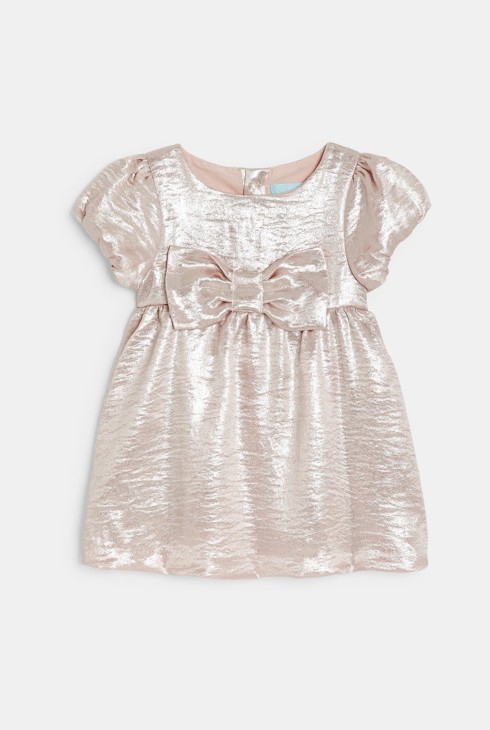 Robe de fête à nœud irisée rose bébé fille 2