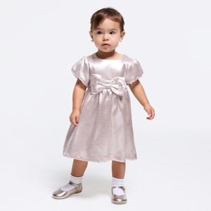 Robe de fête à nœud irisée rose bébé fille 1