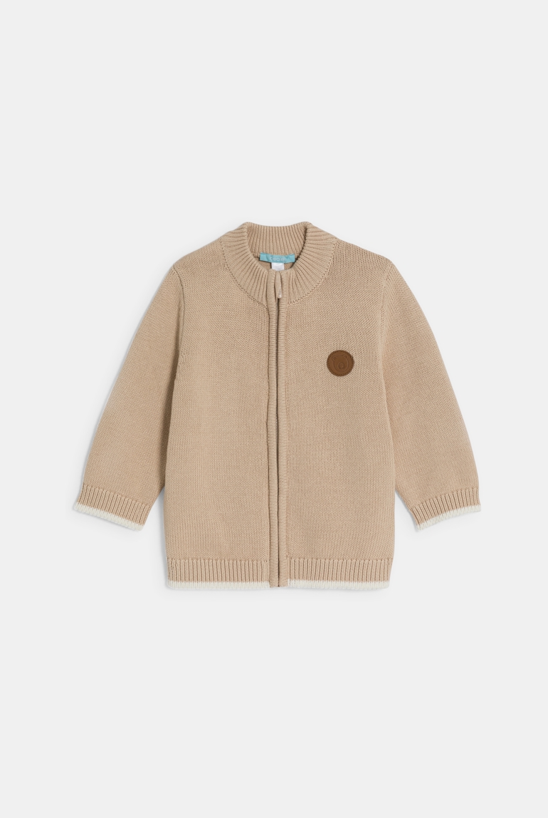 Beige Strickjacke mit Reißverschluss Kleinkind Junge 1