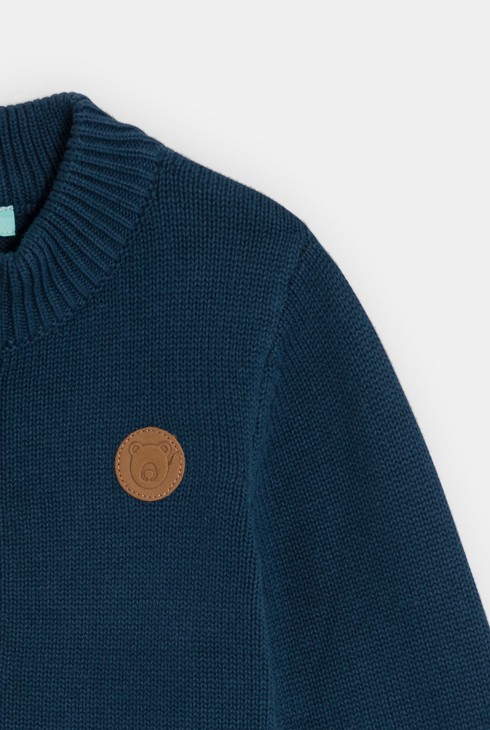 Blauw gebreid vestje met rits voor babyjongens 2