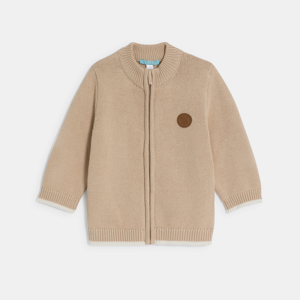 Beige gebreid vestje met rits voor babyjongens 1