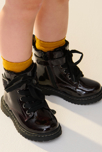 Schwarze Lackboots mit Pelzbesatz Baby Mädchen 5