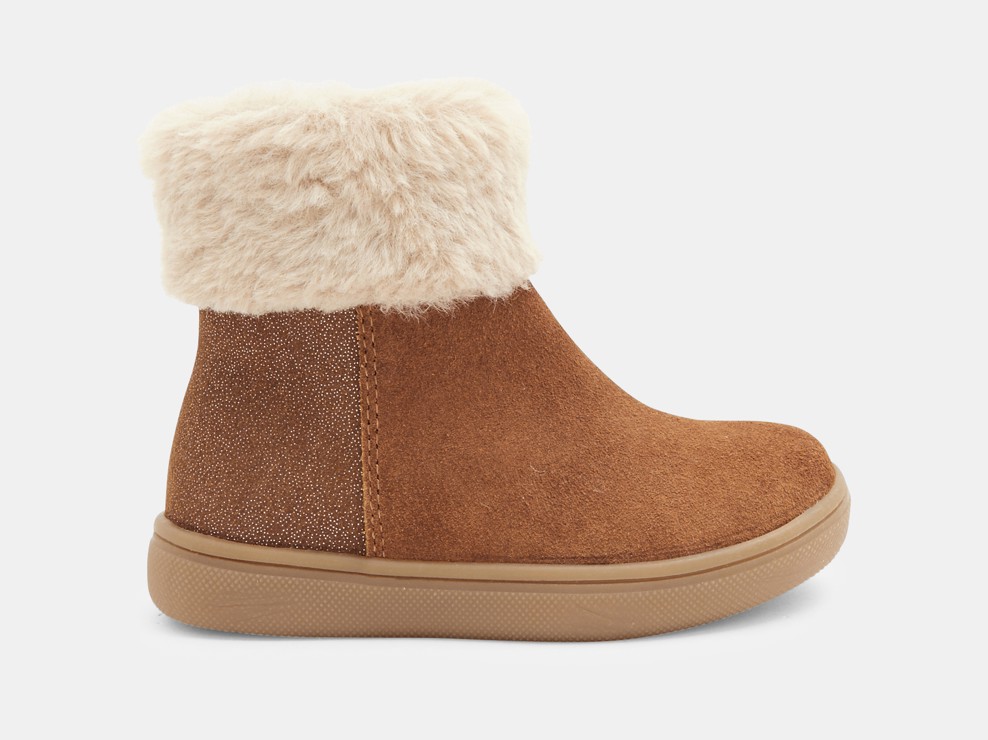 Boots cuir fourrées marron bébé fille 1