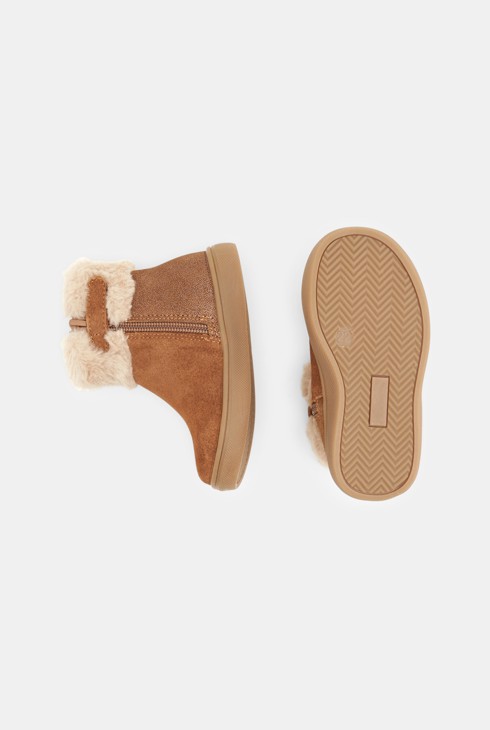 Boots cuir fourrées marron bébé fille 2