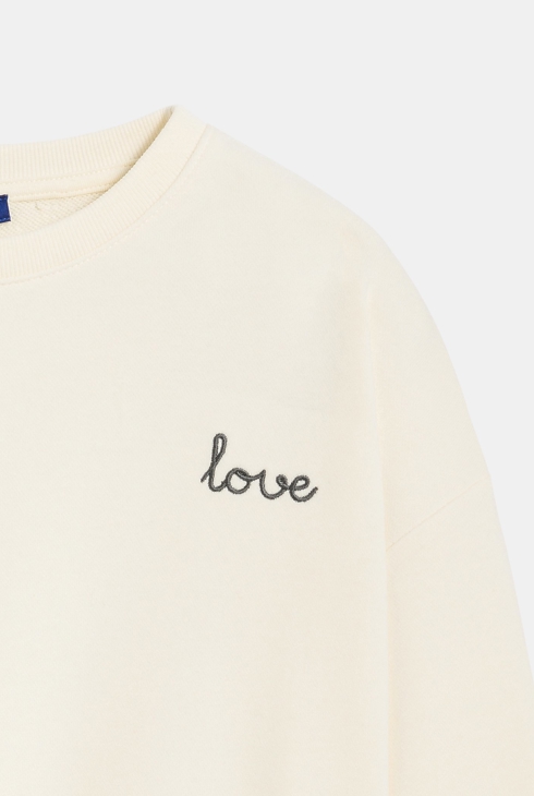 Ecrufarbenes Sweatshirt mit Schriftzug Mädchen 2