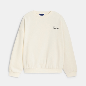 Ecru sweatshirt met tekst voor meisjes 1