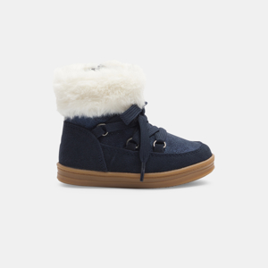 Boots cuir fourrées bleu marine bébé fille 1