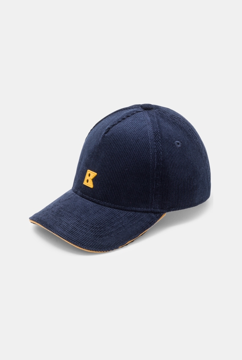 Einfarbiges marineblaues Cap aus Cordstoff Jungen 1