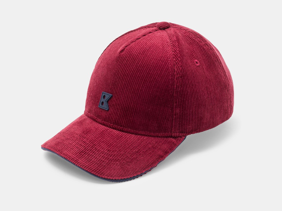 Rode effen pet van corduroy voor jongens 1