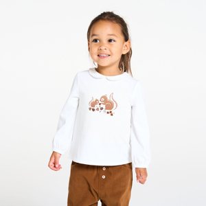 Blouse écureuil blanc bébé fille 1