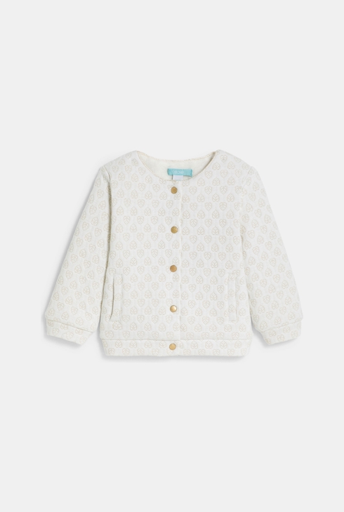 Gilet chaud maille doublée molleton irisé blanc bébé fille