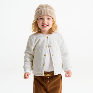 Gilet chaud maille doublée molleton irisé blanc bébé fille 1