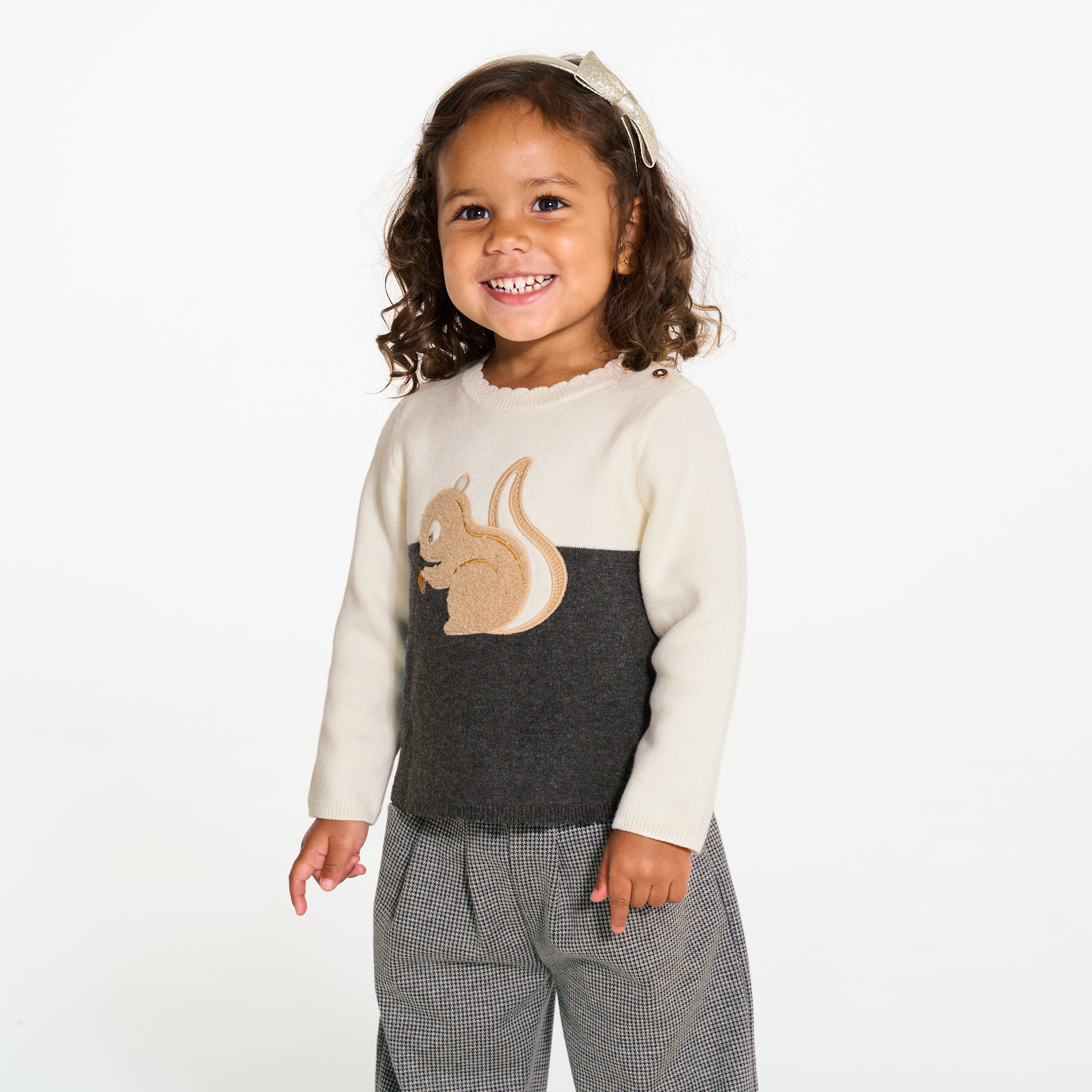 Baby girl's white squirrel knitted jumper Okaïdi & Obaïbi