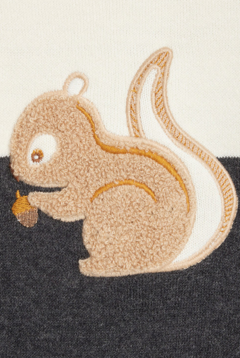 Weiße Strickjacke mit Eichhörnchenmotiv Kleinkind Mädchen 2