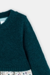 Robe bi-matière maille et jersey vert bébé fille 4