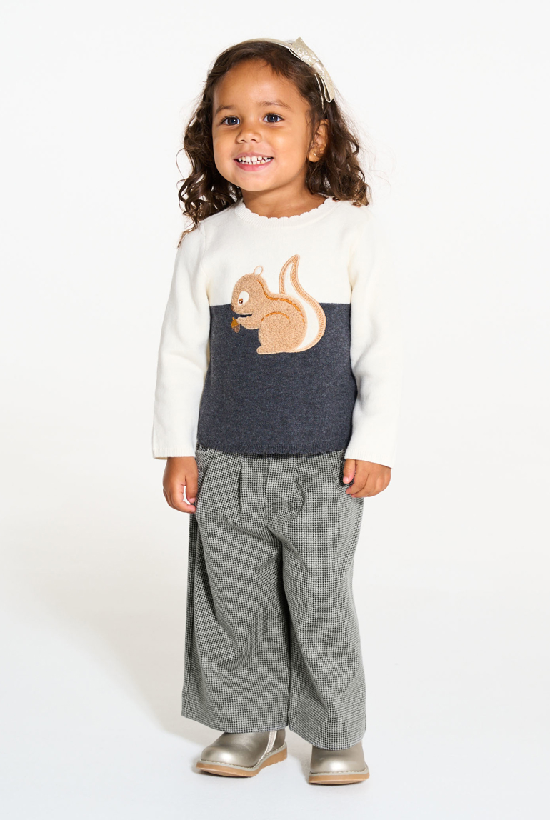 Pantalon large chaud fantaisie gris bébé fille 1