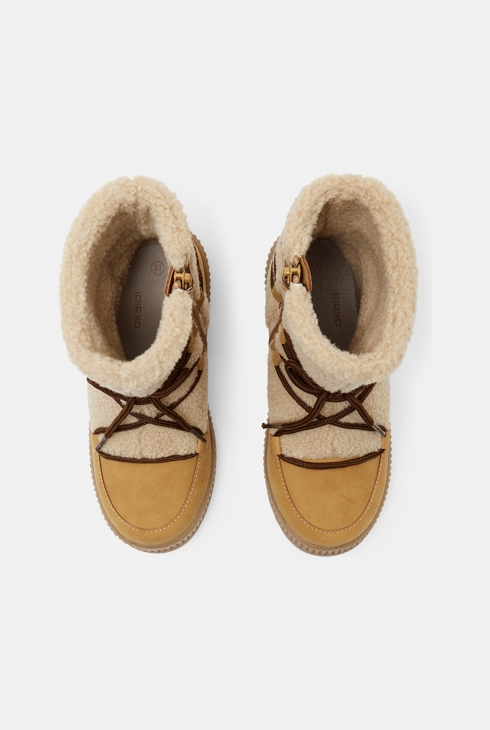 Boots chaudes doublées beige fille