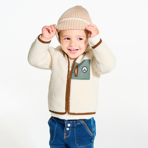 Witte sweater met rits van sherpa voor babyjongens 1