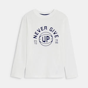 Boy's white slogan T-shirt 1