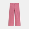 Pantalon large et taille haute en toile rose Fille