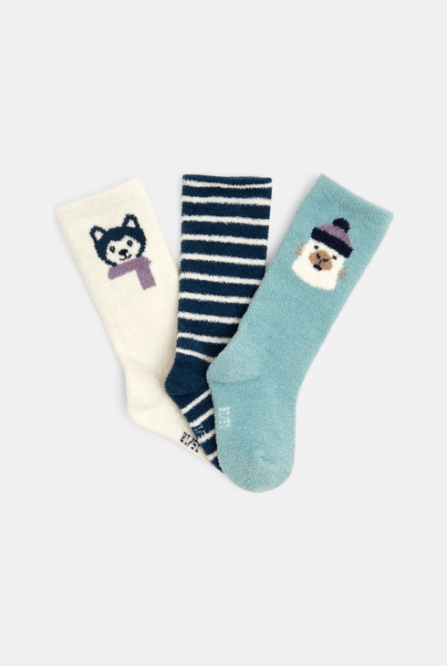 Chaussettes hautes bouclettes bleu bébé garçon