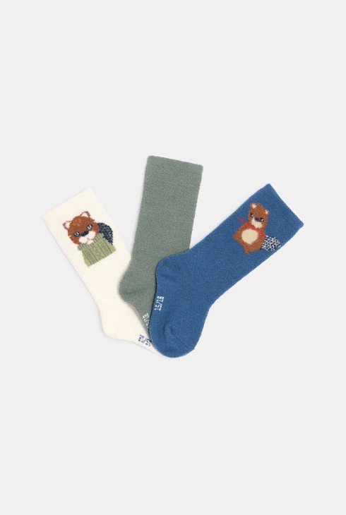 Calcetines altos rizo azul bebé niño 1