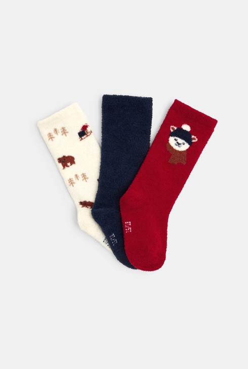 Hohe Bouclette-Socken in Rot Kleinkind Junge 2