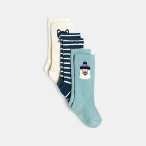 Chaussettes hautes bouclettes bleu bébé garçon 1