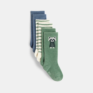 Baby boy's green bouclé long socks 1