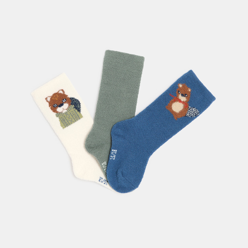 Hohe Bouclette-Socken in Blau für kleine Jungen